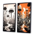 thumbnail image 3 of Designart "Cryptic Mystical Mushrooms Vintage Drawing III" Abstract Landscape Framed Wall Art Set Of 2 - Modern Black Frame Gallery Set For Office Decor, 3 of 6