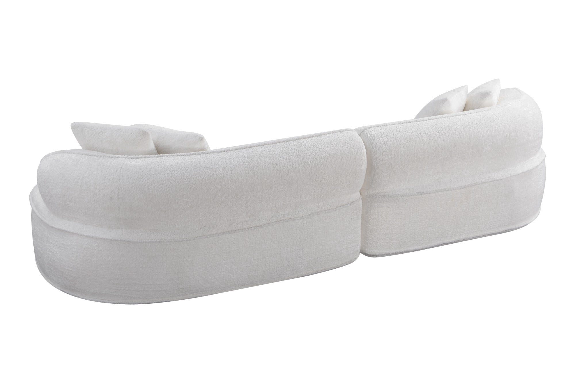 DEALTOPS 114" Modular Boucle Curved Sectional Sofa, 4-Seater Cloud Couch with No Assembly, White