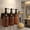 Brown, variant on Shampoo and Conditioner Dispenser - Shower Soap Dispenser Wall Mounted - 17 fl oz Set of 3 Brown Plastic Bottles with Plastic Pumps & No-Drill Adhesive Holders for Bathroom