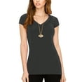 thumbnail image 4 of Made by Johnny Women's Basic Fitted Short Sleeve V-Neck T Shirt XL CHARCOAL, 4 of 6