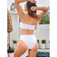 thumbnail image 4 of Conjunto de bikini ZAFUL para mujer, estilo bandeau sin tirantes, de corte alto, blanco, 4 of 9