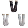 thumbnail image 2 of Maoww Reteo Girls Fishnet Summer Lace Socks Solid Color Ankle Mesh Slouch Loose Transparent Stockings, 2 of 9