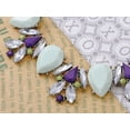 thumbnail image 4 of Womens Clear Purple Rhinestones Mint Green Gemstone Chunky Statement Necklace, 4 of 4