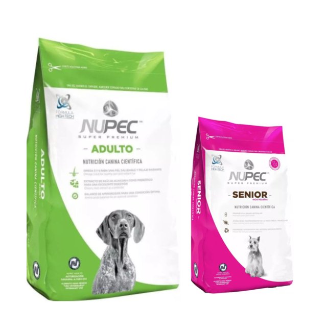 Alimento para PERRO Nupec ADULTO RAZAS MEDIANAS y GRANDES 15 KG y Nupec SENIOR RAZAS PEQUEÑAS 8 KG