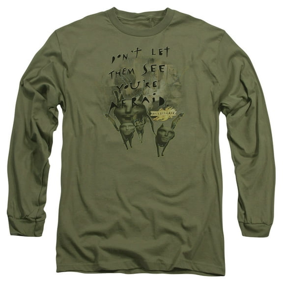 Mirrormask Dont Let Them Long Sleeve Adult 18/1 T-Shirt Military Green