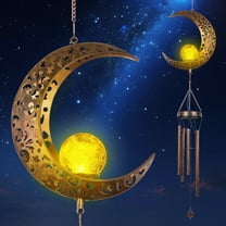 Solar Wind Chimes, Waterproof Moon Crackle Glass Ball Wind Chimes for Outside, Gifts for Women Birthday, Valentines Day Decorations for Garden Home Decor