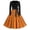Saffron #013, variant on Women's Halloween Dress Pumpkin Castle Long Sleeve Cocktail 1950s Vintage Tea Length Dress V Neck Hepburn Fall Funny Dresses with Belt XL