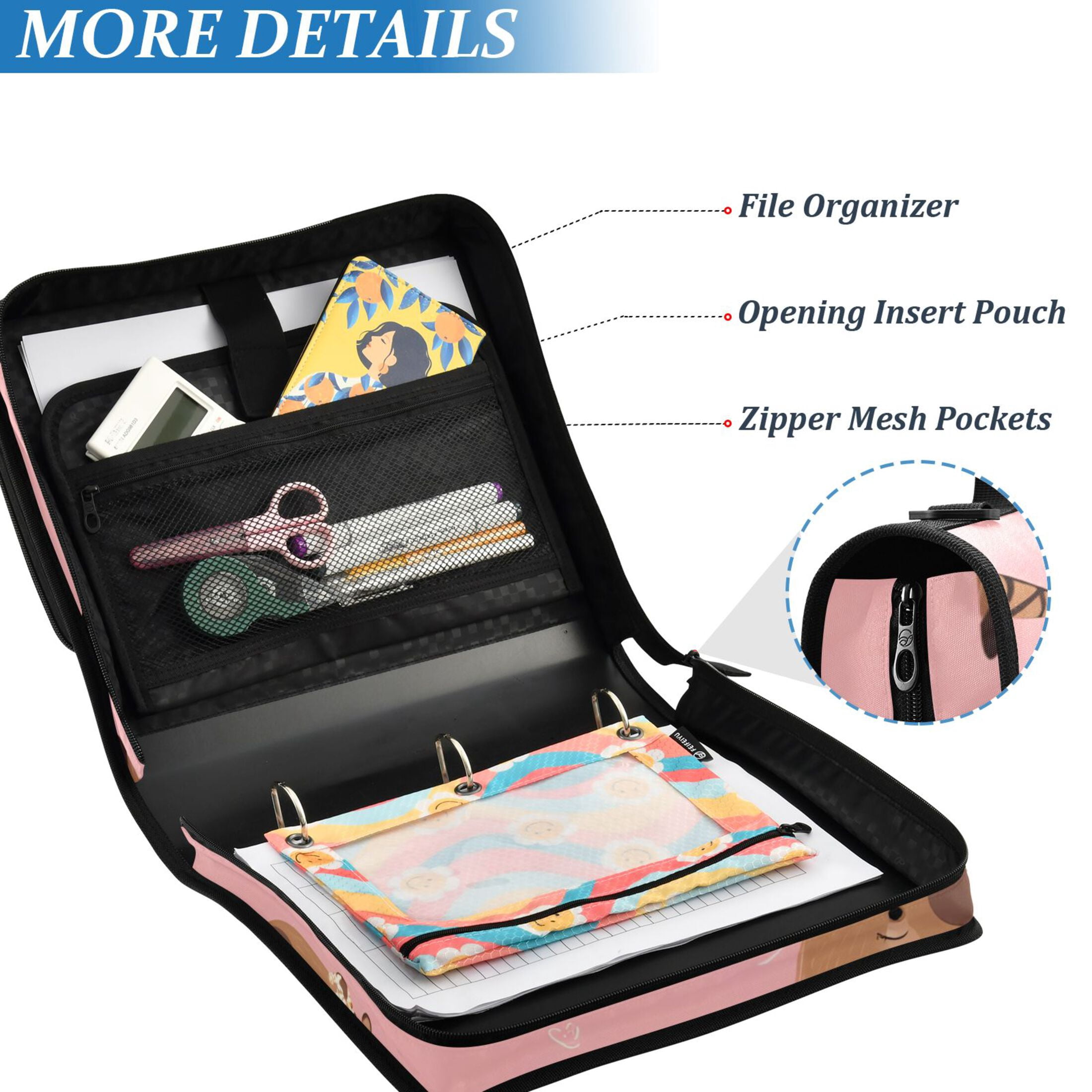 ALAZA Zipper Binder Capybara Dancing 3 Ring Trapper Keeper File Folder Organizer Bag