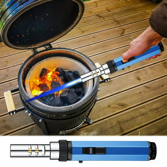 Metal Windproof Lighter, Refillable Butane Torch Lighter with Adjustable Flames, Multifunctional Windproof Outdoor Torch Lighter, Suitable for Kitchen, Barbecue, Camping(Blue)