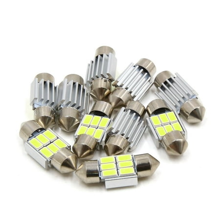 Smd Tip - 10PCS White 31mm 5630 SMD Double Tip Shaped 6 LEDs Light Dome Bulb for Car