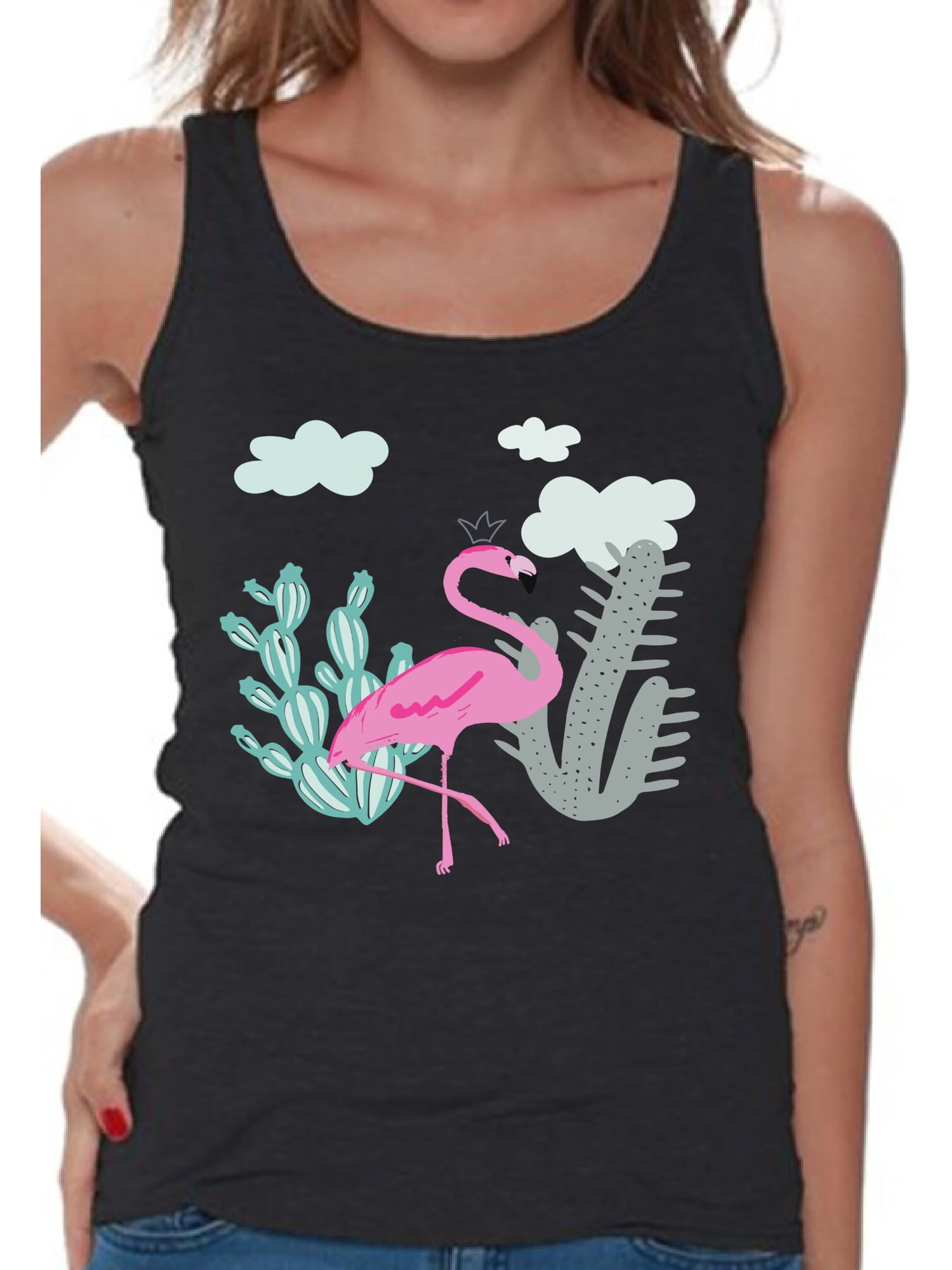 Awkward Styles - Awkward Styles Flamingo Cactus Tank Top T-Shirt for