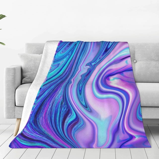 Balery Swirl Blue And Purple Manta de Felpa Suave y Acogedora – Cobija de Franela Aterciopelada para Cama, Lavable y Cálida para Sofá, Mascotas, Transpirable-40"x30"
