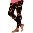 thumbnail image 2 of Yeaiivve Halloween Print Tights for Women Elastic High Waisted Workout Leggings Pumpkin Face Graphic Skinny Pants Soft Stretch Cozy Yoga Legging S, 2 of 5