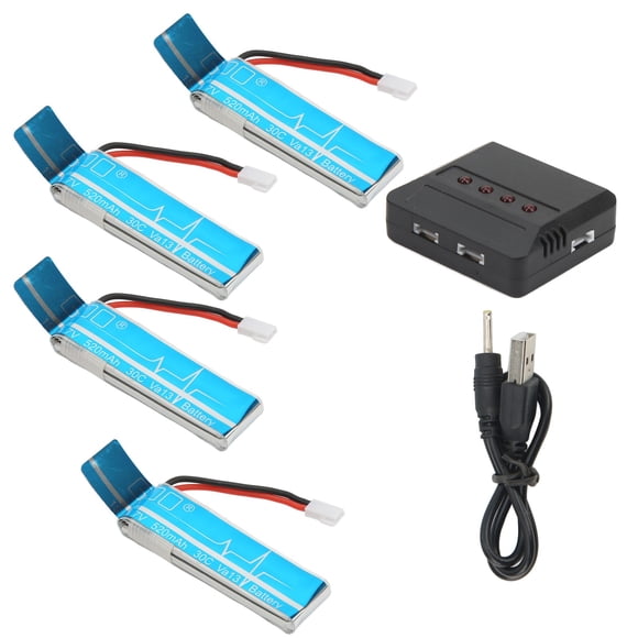 Kit De Batería De Helicóptero RC, Alta Capacidad, 58,5 Mm De Longitud, Helicóptero RC Ligero, Baterías De 520 Mah, 4 Piezas Para Mantenimiento