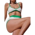 thumbnail image 2 of Biekopu Women Knitted Shorts Set, Contrast Color Camisole with Elastic Waist Shorts Summer Outfit, 2 of 9