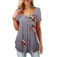 thumbnail image 4 of Womens Summer Floral V Neck Blouses Loose Baggy Tops Tunic T Shirts Plus Size, 4 of 5