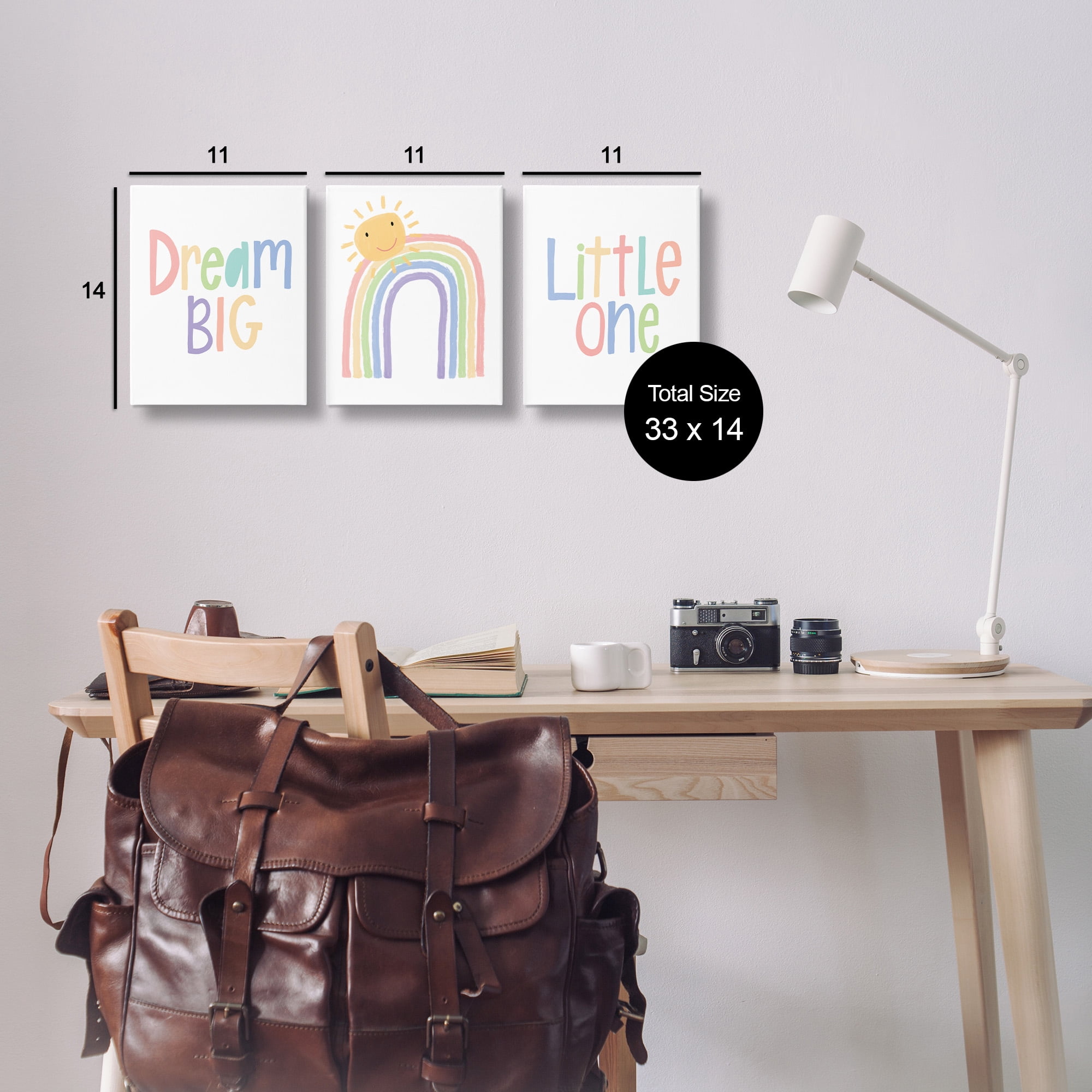 Stupell Industries Dream Big Little Illustration Typography Painting Gallery Wrapped Canvas Art Print Wall Art, 11 x 14, Set of 3