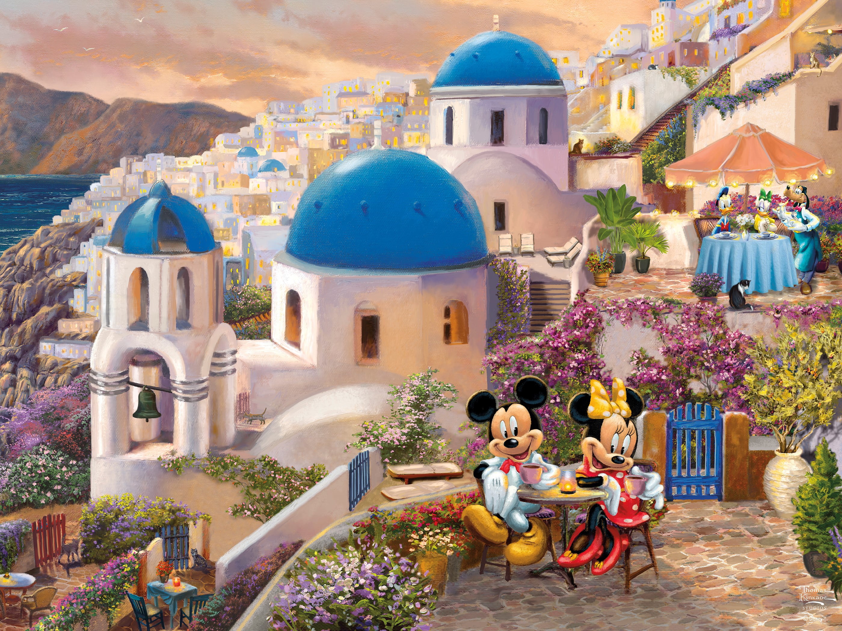 Ceaco 750-Piece Thomas Kinkade Disney Collection Mickey & Minnie in Greece Interlocking Jigsaw Puzzle