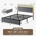 thumbnail image 4 of GUNAITO Queen Size Bed Frame with 2 Drawers, Upholstered Platform Bed with Charging Station and Adjustable Headboard, Grey, 4 of 9