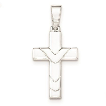 Ladies 925 Sterling Silver Polished Cross Charm Pendant