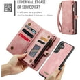 thumbnail image 4 of Funda tipo cartera para Samsung Galaxy S25 FE, con cremallera, tarjetero, correa de muñeca, funda protectora trasera magnética desmontable a prueba de golpes para Samsung Galaxy S25 FE 5G, 4 of 9