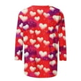 thumbnail image 4 of Jsaierl 3/4 Sleeve Tunic Tops for Women Cute Heart Print Shirts Crewneck Dressy Casual Blouse Romantic Gifts for Her, 4 of 5