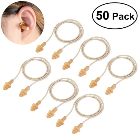 

Raindrops 50pcs Christmas Tree Shaped Silicone Ear Plugs Swimming Anti-Noise Corded Earplug for Sleeping Hearing Protection (Skin-Color)