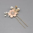 thumbnail image 5 of 4PCS Bridal Flower Wedding Hair Pins Crystal Pearl Hair Clips Headpiece Gold Wedding Hair Accessories Jewelry with Rhinestone for Brides Bridesmaids Women Girls Updo, Special Cream Blue, 5 of 8