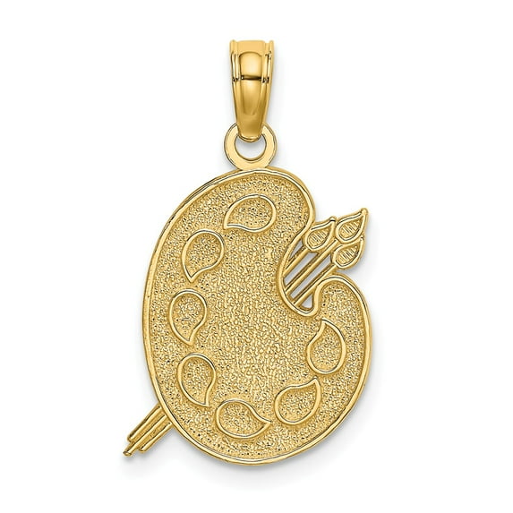 FB Jewels 14K Yellow Gold Painters Pallet Engraved and Textured Pendant