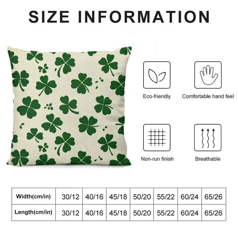 KOOLIFE St. Patrick's Day Shamrock Pillow Covers, 18x18 Inch 2-Pack - Embroidered Throw Covers For Couch & Bed