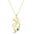 thumbnail image 3 of AFFY Heart Simulated Blue Topaz & Cubic Zirconia Dolphin Pendant Necklace 14K Yellow Gold over Silver, 3 of 5