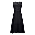 thumbnail image 5 of Lenago Robes d'Été Grande Taille pour Femmes Robes Aguichant Unies Sans Manches Col Rond Dentelle Chiffon Taille en Maille Robes de Soirée Plage en Liquidation, 5 of 5