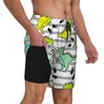 thumbnail image 3 of Goofa Funny Dinosaurs on Stripes Printed Men's Swim Trunks Board Shorts Quick Dry Mens Swimming Trunks with Compression Liner,Breathable Fit Hawaii Beach Shorts-3X-Large, 3 of 9