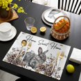 thumbnail image 3 of Rabbits Pine Cone Placemats Set of 6, Sweet Home Texture Brown Leaves Berries Placemats for Dining Table, Place Mats for Kitchen Tabletop, Waterproof Wipeable Dining Table Mats Set, 3 of 9