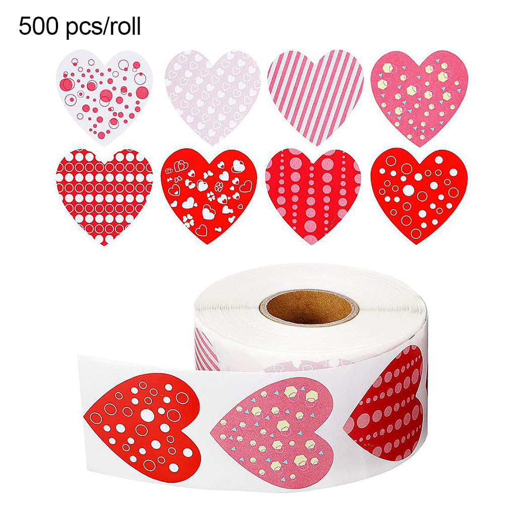 500 Sheets/Roll Heart Stickers Seal Labels Package Sticker Envelop Decals
