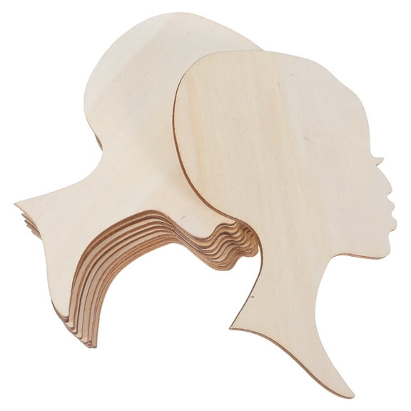 African Woman Face Wood Cutouts for Crafts Unfinished Decorative Wooden Shapes for DIY Projects 12 Pieces