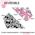 thumbnail image 3 of Halloween Dog Bandanas 2 Pack,Grey Skull Pink Spooky Ghost Reversible Adjustable Triangle Pet Scarves for Boy and Girl,Holiday Witchy Dog Bandana for Small Medium Large Dogs(Medium), 3 of 5