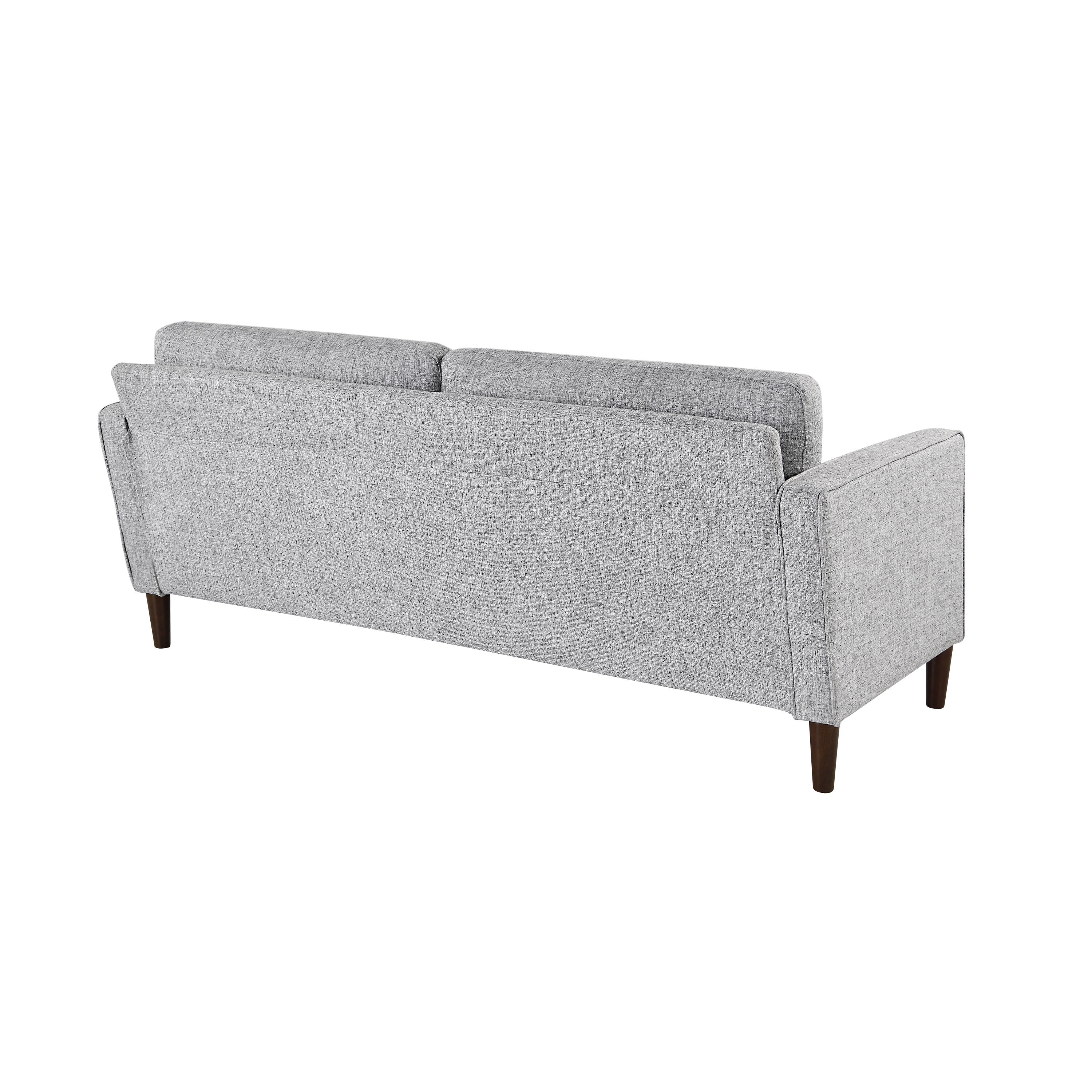 Studio Living Lorelei Mid-Century Modern Cushion Back Upholstered Sofa, Light Gray Fabric