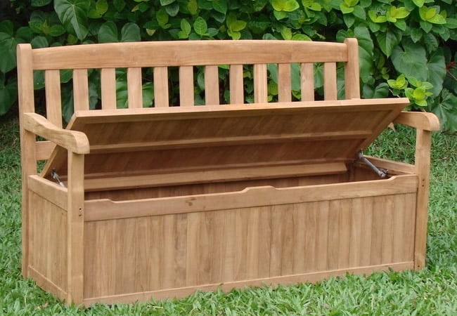 wooden storage seat garden