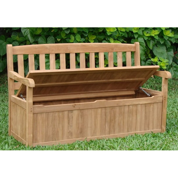 Teak Wood 5 Feet Bench, Outdoor Porch Seat With Storage
