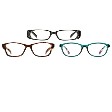 Equate Women's Sprig Value 3-Pack Rectangular Reading Glasses - Variety Pack, +1.50