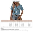 thumbnail image 4 of Blusa de verano de mujer con estilo informal y estampado de plumas con cuello en V y manga corta para mujer, 4 of 6