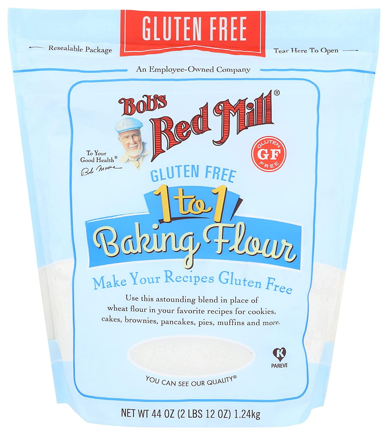 Bob's Red Mill 1-to-1 Baking Flour Gluten Free 44 oz Pack of 1