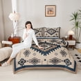 thumbnail image 4 of Feelyou Boho Aztec Triangle Bedding Comforter Set for Men, Brown Blue Hippie Abstract Twin Comforter Sets, Vintage Farmhouse Reversible Bedding Set, Lightweight Room Decor, 2-Piece, 4 of 8
