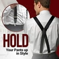 thumbnail image 6 of Hold’em Men's Elastic No Slip "Pin Clip" X Back Suspenders - Black (Regular 46" Long), 6 of 7