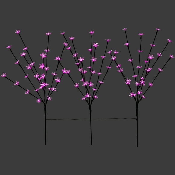 Northlight Set of 3 Pre-Lit Cherry Blossom Artificial Tree Branches 2.5' - Fuschia LED Lights