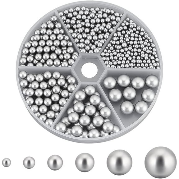 1070pcs Silver Pearls Beads 6 Sizes No Holes Beads Round Vase Filler Bead Imitation Pearl Bead for Wedding Birthday Home Decor Table Scatter Jewelry Making DIY Craft 3/4/5/6/8/10mm