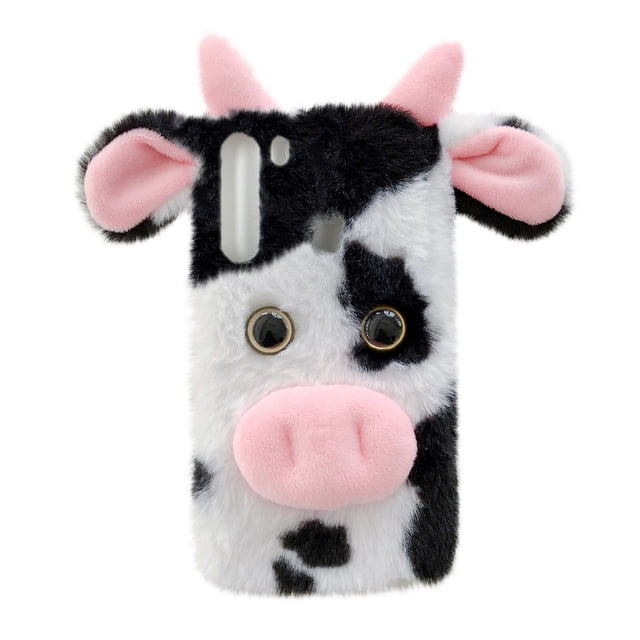 MasteelfCA Furry Phone Cover Cartoon Fluffy Cow TPU Phone Case Compatible for Moto G Stylus