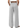 thumbnail image 4 of Nestiefly Linen Pants for Women Flowy Palazzo Pants Loose Boho High Waist Casual Wide Leg Trousers Summer Beach Vacation Clothes Light Gray S, 4 of 6