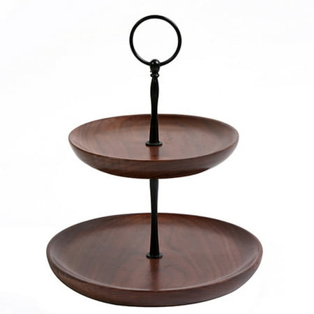 

GRJIRAC Round Wooden Double Layer Cake Stand Holder Dessert Table Tray Cupcake Display Rack Birthday Wedding Party Decoration
